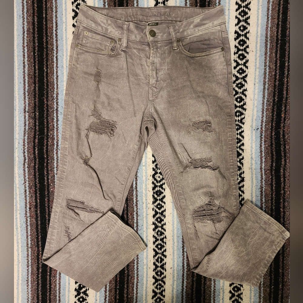 AMERICAN EAGLE Men's Distressed Airflex + Slim Jean